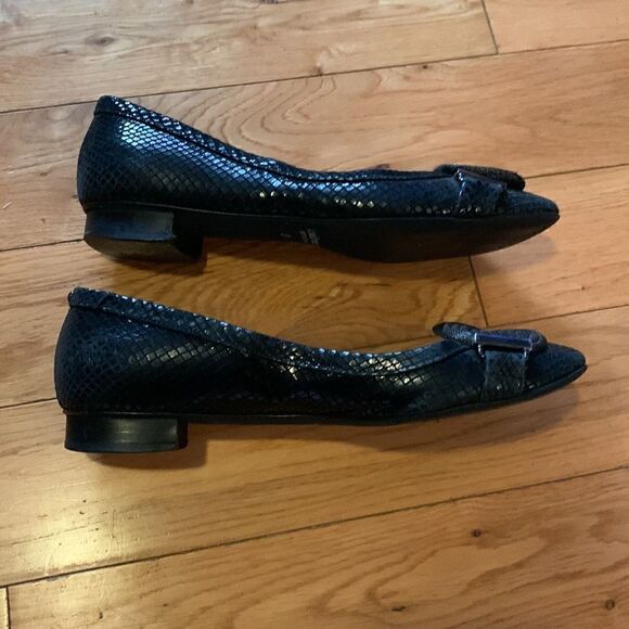 Russell & Bromley GUC black snakeskin mesh detail flats Size 38 - Picture 3 of 9